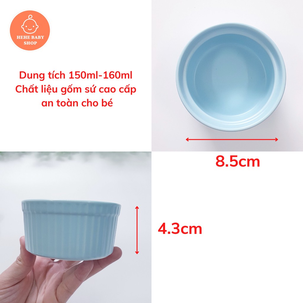 Bát Ăn Dặm Gốm Sứ Ramenkin Có Nắp 150ml