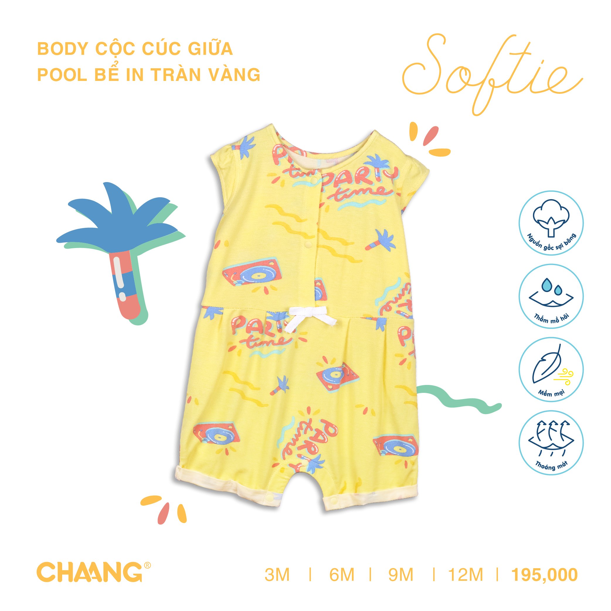 Body cộc tay/ba lỗ cúc thẳng trẻ em họa tiết pool Chaang