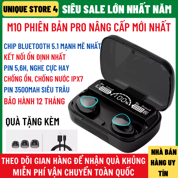 Tai Nghe Bluetooth M10 Bản Nâng Cấp Pro Chip 5.1 Bluetooth Mạnh Mẽ Pin Cực