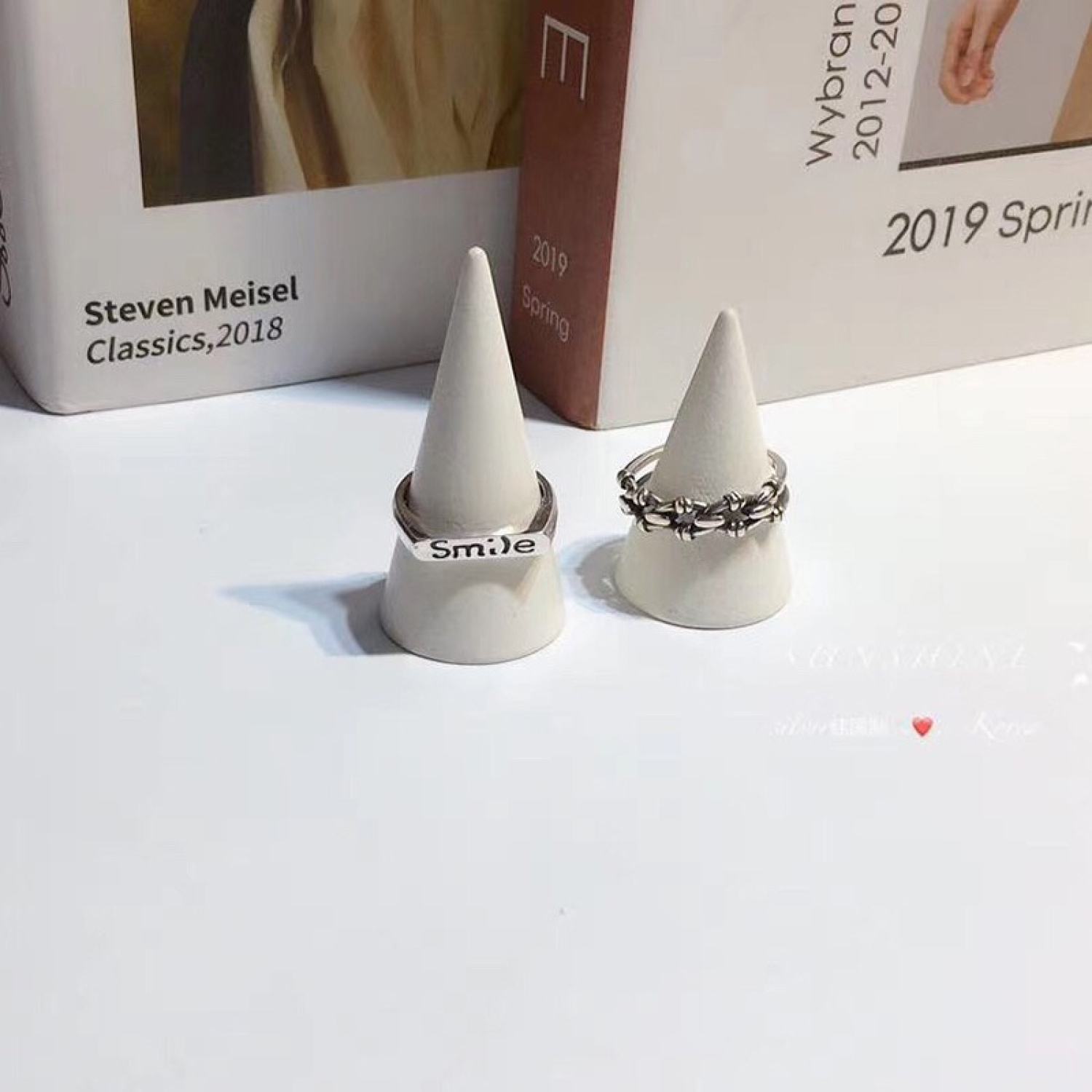 Nhẫn bạc hình smile set 2 cái G9903