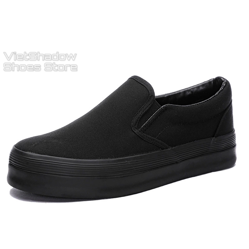 Slip on vải nữ - Giày lười vải nữ đế bánh mì - Vải thô màu (trắng), (đen) đế trắng, đen full và (xám) - Mã SP F362