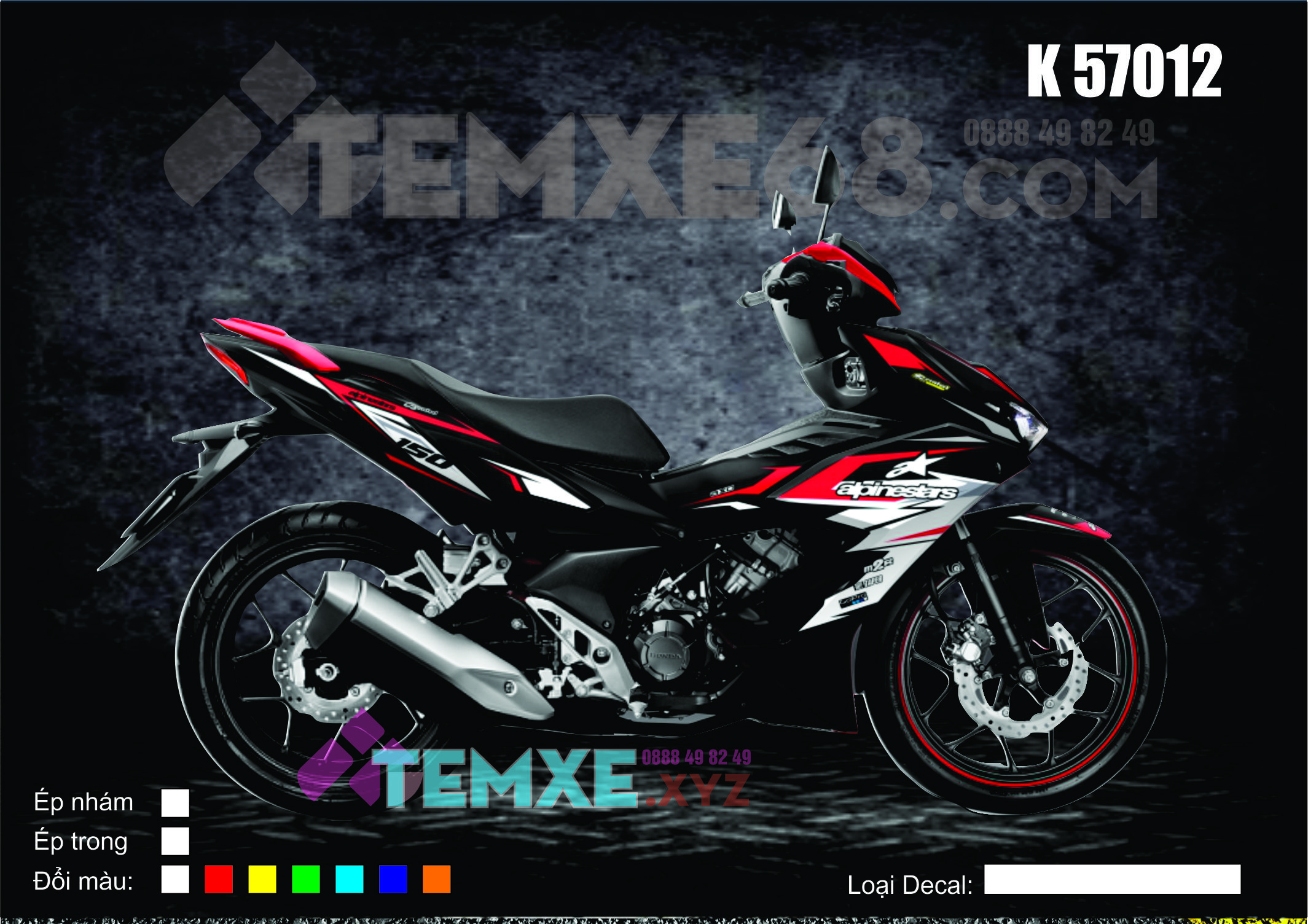 Tem trùm Winner X mẫu Alpinestars màu Đỏ đen