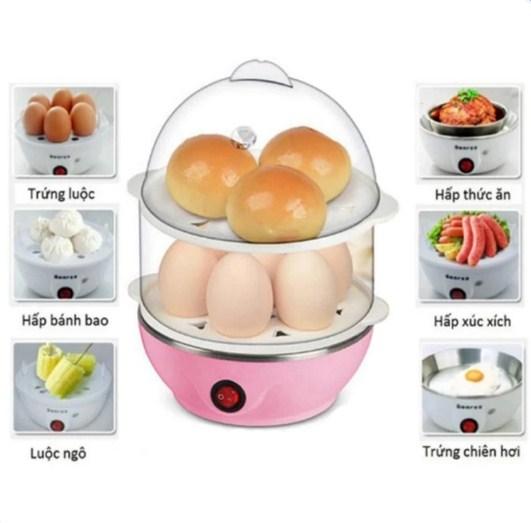 Nồi hấp, luộc trứng và bánh 2 tầng đa năng - Máy hấp thực phẩm 2 tầng: Luộc trứng, hâm nóng thức ăn, hâm nóng sữa cho bé,...