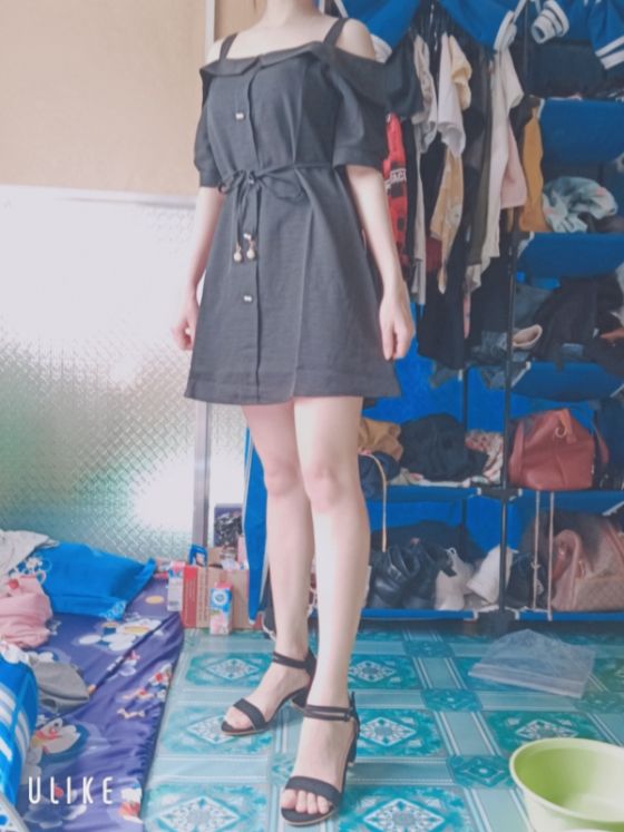 Đầm ngắn trễ vai dễ thương D11