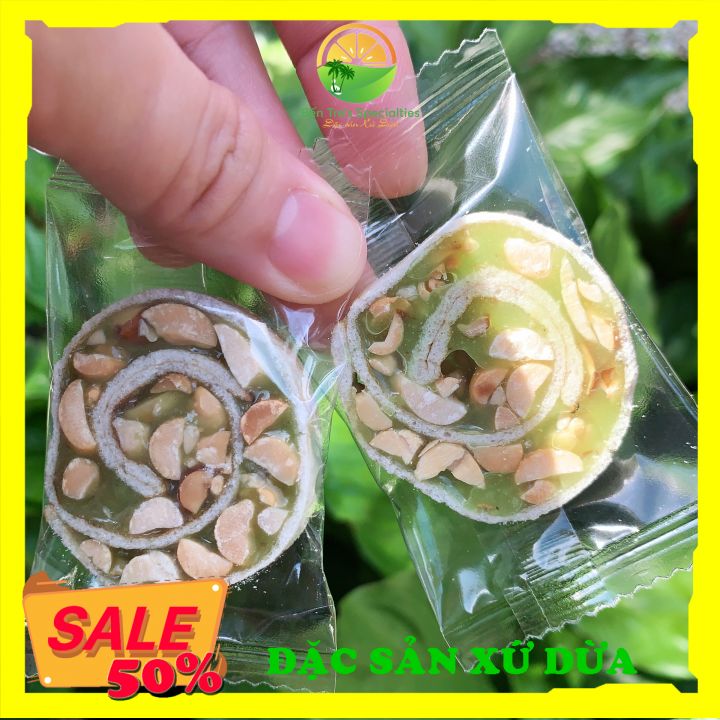 [1Kg]Kẹo dừa cuộn đậu phộng vị dứa - đồ ăn vặt