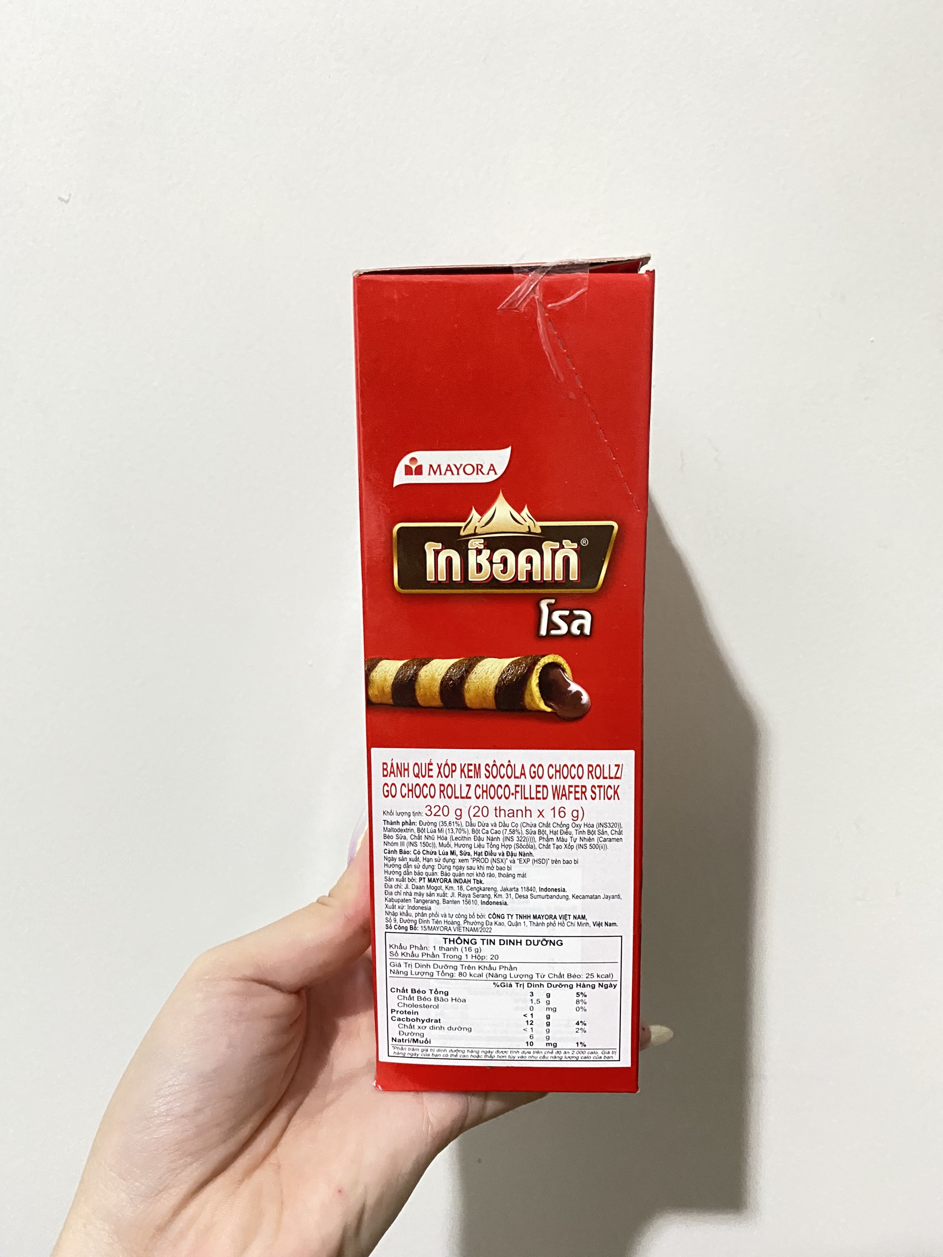 Bánh Quế Xốp Kem Socola Go Choco Rollz Choco-Filled Wafer Stick