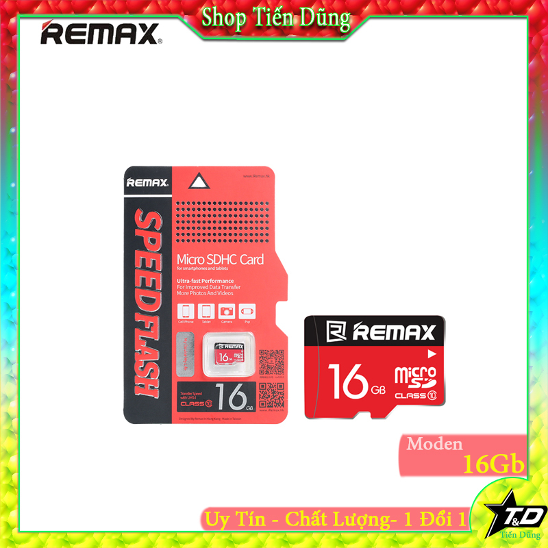Thẻ nhớ Micro SD 16gb remax Classs10 dùng cho các camera máy ảnh , máy ghi âm, loa , đài