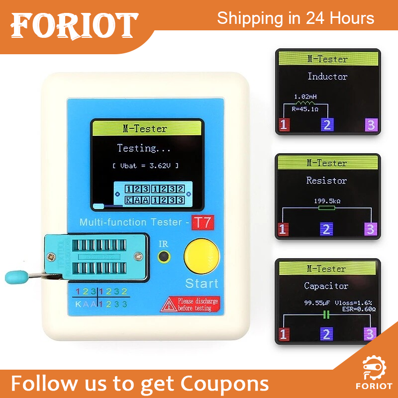 Foriot Chính Thức LCR-T7 Máy Kiểm Tra Bóng Bán Dẫn TFT Diode Máy Kiểm Tra Điện Dung LCR ESR Máy Đa Chức Năng Máy Đồng Hồ Đo Vạn Năng