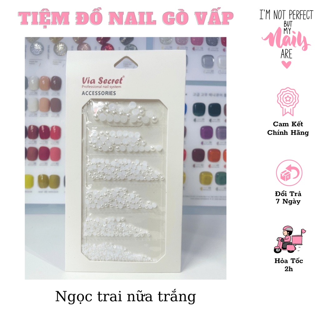 Set Charm Ngọc Trai Nửa Trang Trí Móng Mix Size