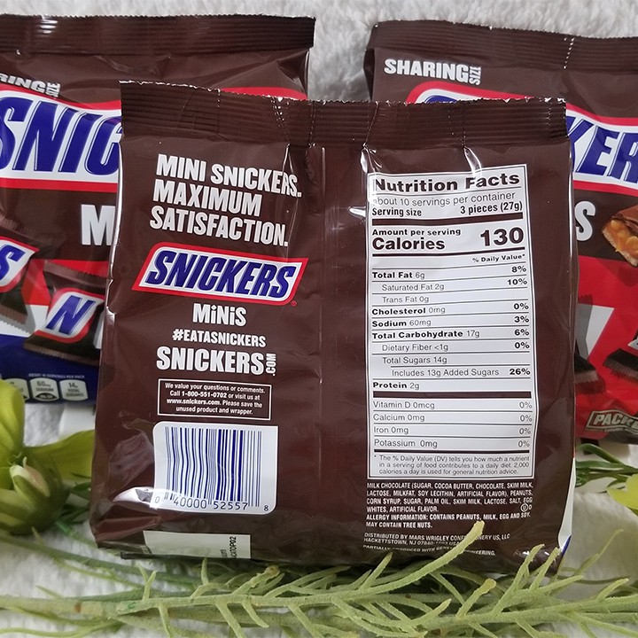 Socola Snickers nhân đậu phộng,caramel gói 275g
