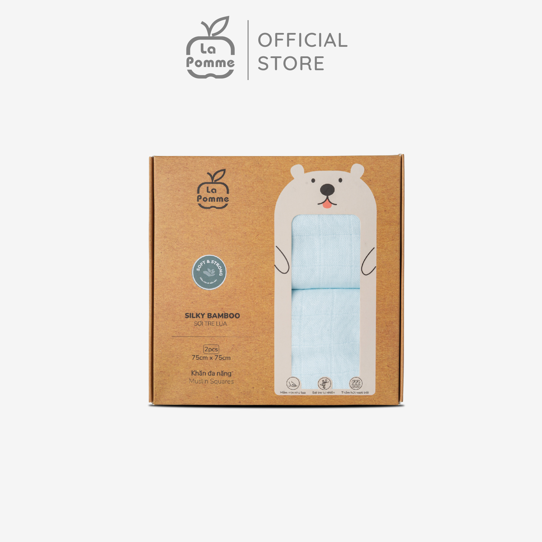 K002 Set 2 Khăn đa năng sợi tre lụa (75x75) La pomme