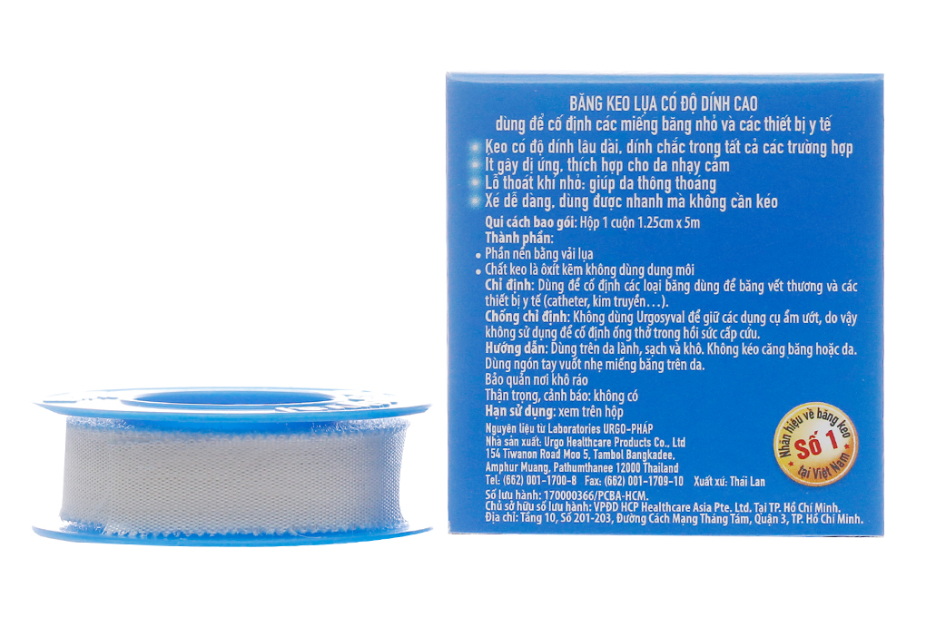 Băng keo lụa có độ dính cao Urgosyval 1.25cm x 5m