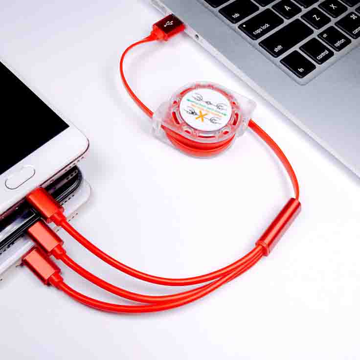 Cáp sạc 3 đầu dây rút tiện lợi