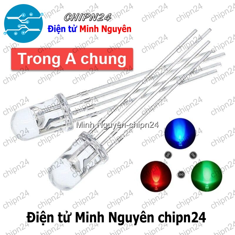 [10 con] (TK18, H15) Led 5mm Đục 7 Màu RGB 4 chân Dương chung - HH000506