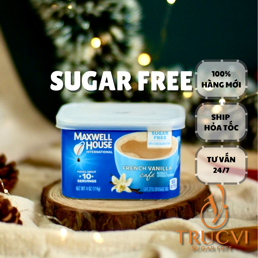 Cafe bột Không đường Không Cafein MaxWell House( eat clean, keto, tiểu đường)