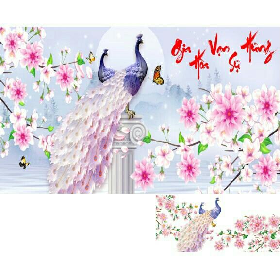 tranh đính đá GIA HOÀ VẠN SỰ HƯNG KT:110×50cm.