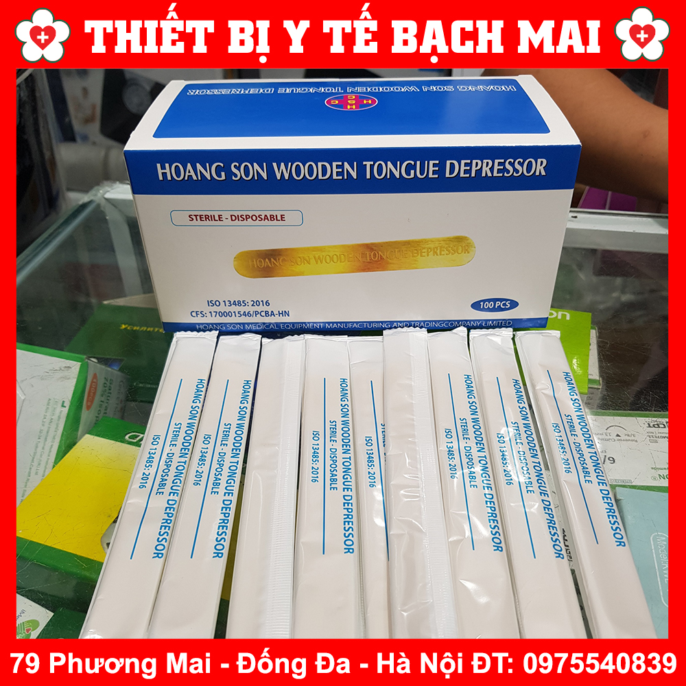 Que Đè Lưỡi Gỗ Đã Tiệt Trùng hộp 100 cây