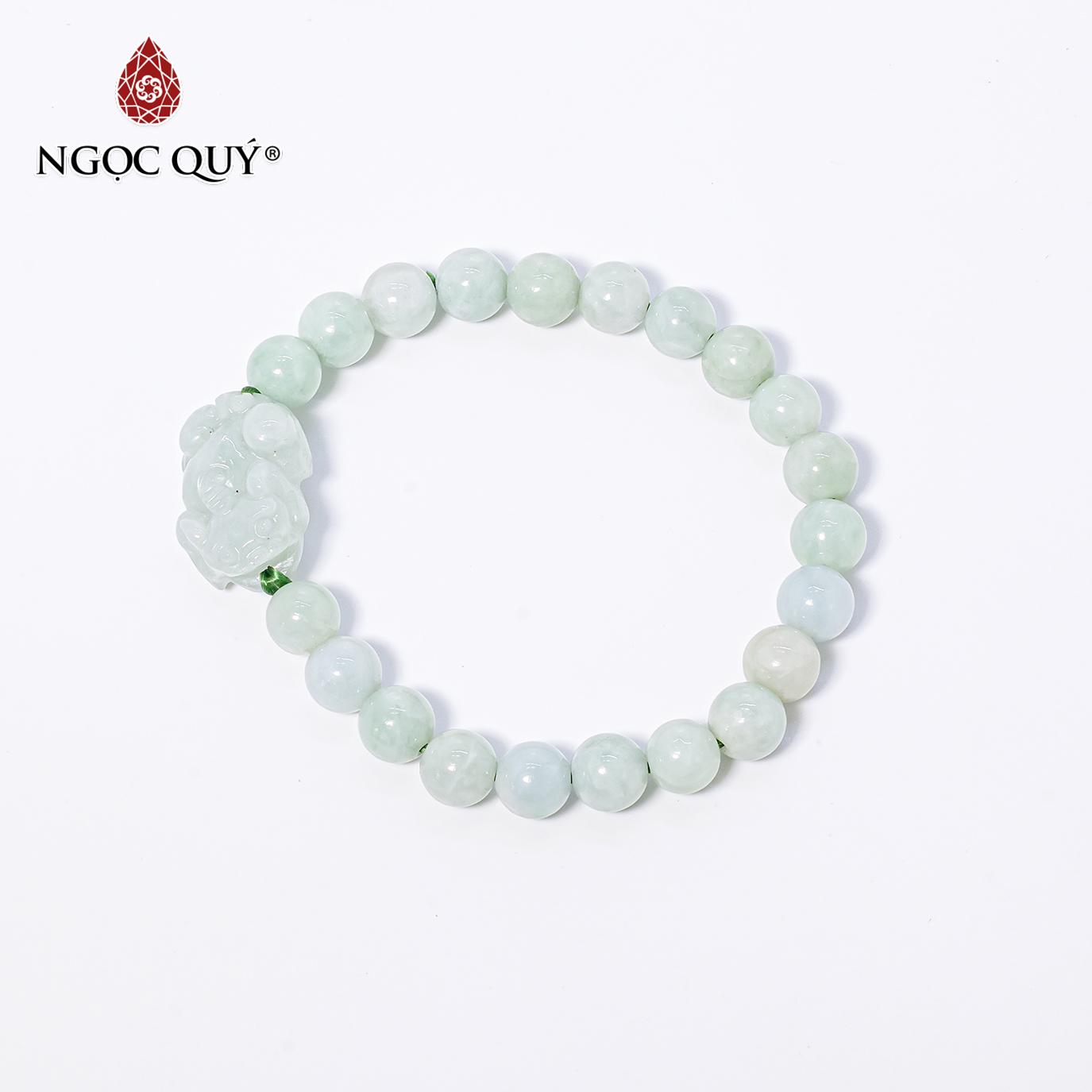 [HCM]Vòng tay đá cẩm thạch phỉ thúy phối tỳ hưu 8mm mệnh hỏa  mộc (màu xanh lá) - Ngọc Quý Gemstones
