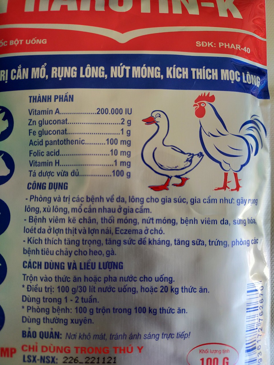 Phòng Nứt Móng, Viêm Da, Rụng Lông PHAROTIN-K