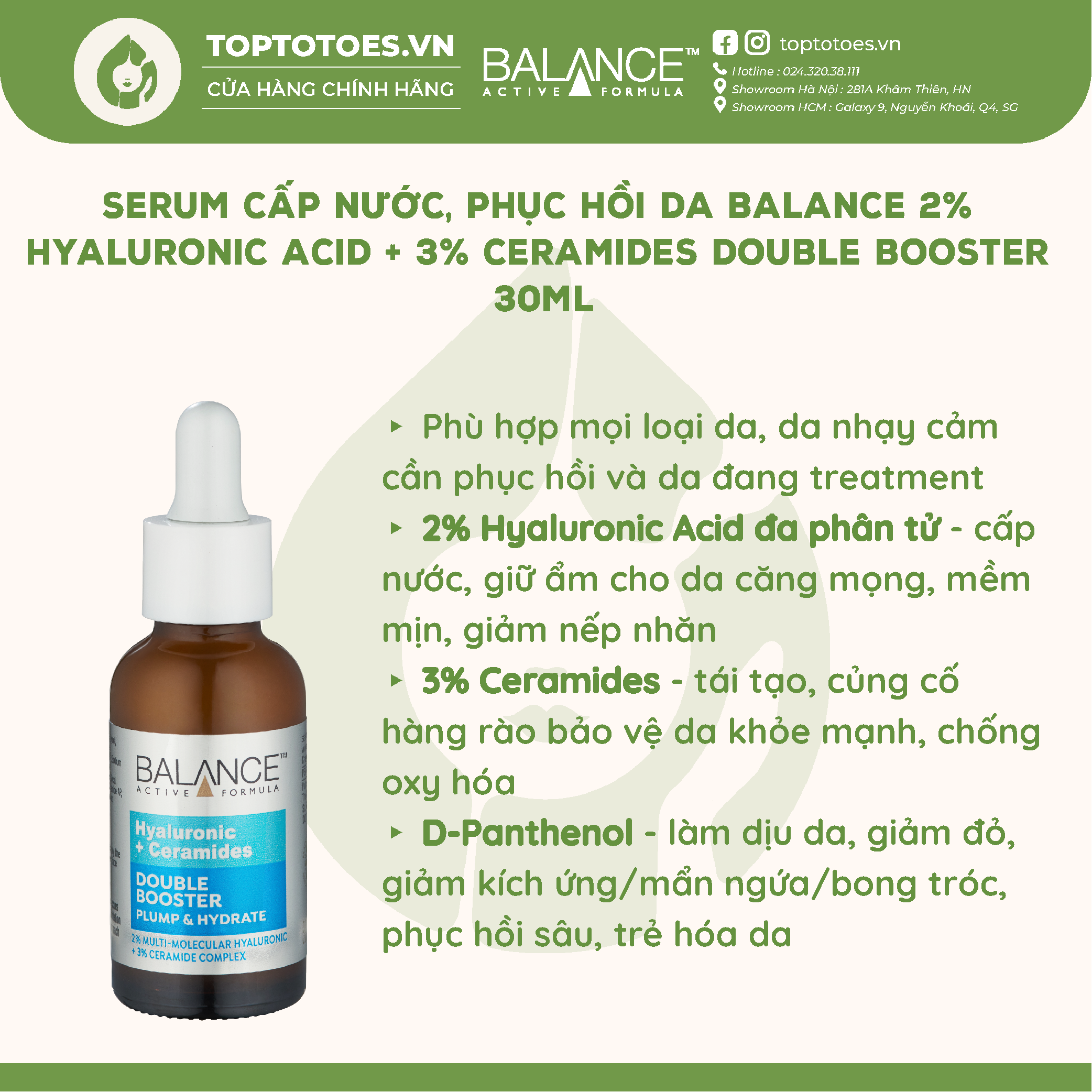 Serum cấp nước, dưỡng ẩm Balance Hyaluronic Deep Moisture 30ml