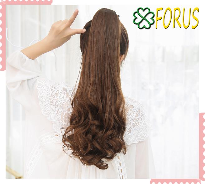 Tóc cột giả xoăn đuôi 58cm D15L, màu [nâu đỏ 2/33] tóc giả nữ