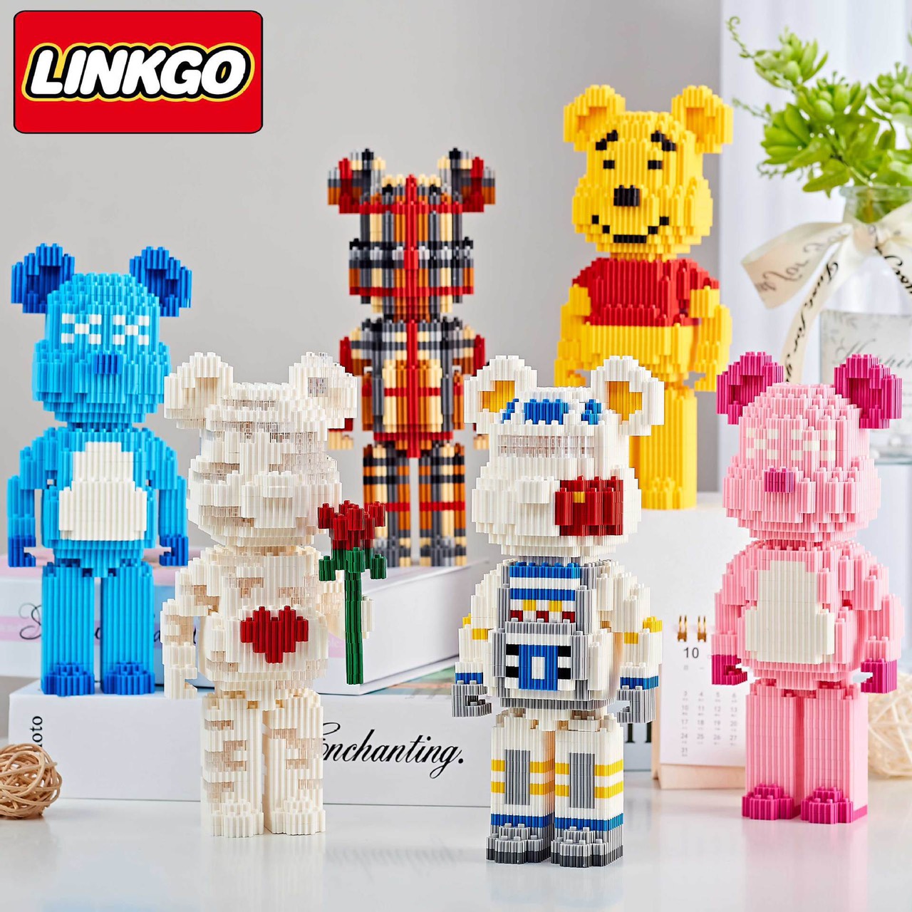 Mô hình đồ chơi lắp ráp 3D gấu mini bearbrick lớn 12cm