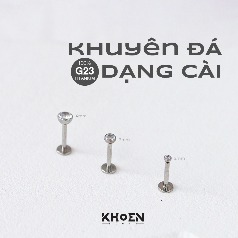 (1 Chiếc) Khuyên đá cài thân 1.2mm - Titanium - Khoen Store