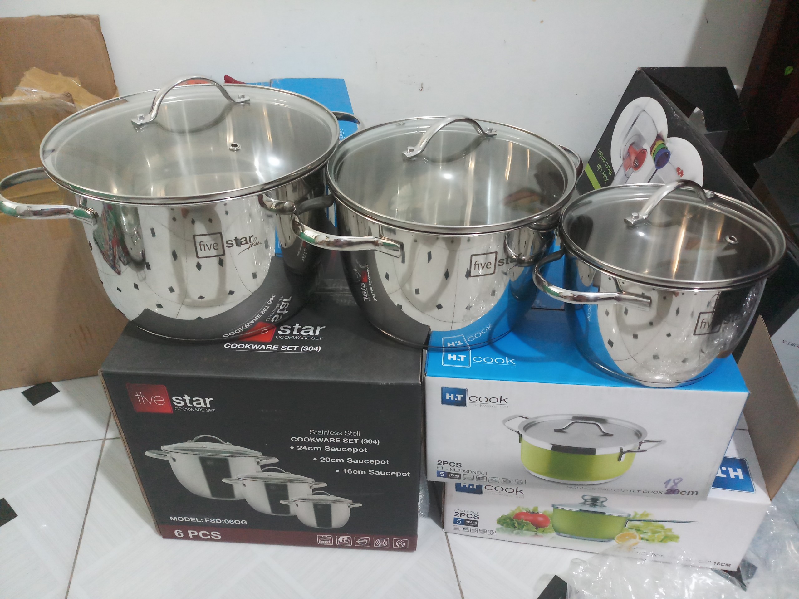 BỘ 3 NỒI CAO CẤP FIVESTAR (INOX 304 – THÂN CAO – NẮP KÍNH)