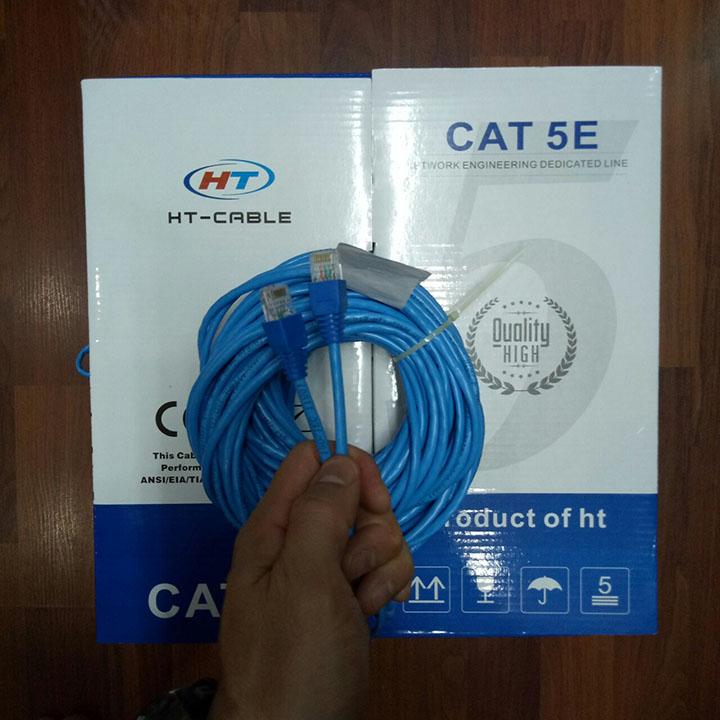 Dây cáp mạng CAT5E UTP - 30 Mét bấm sẵn 2 đầu (Màu xanh, Mới 100%)