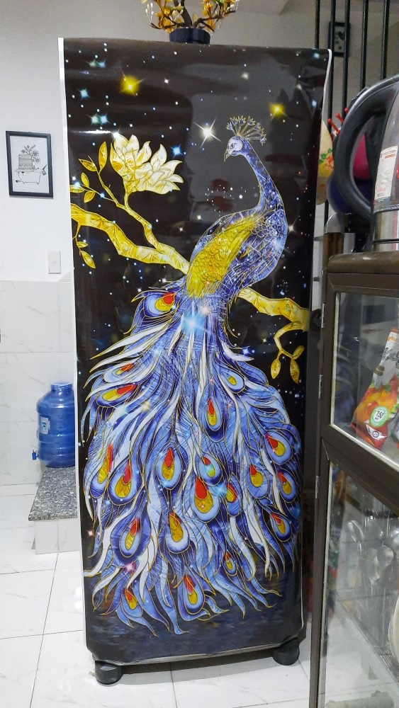 [HCM]Decal dán tủ lạnh CHIM CÔNG XANH - THUTHAODECOR