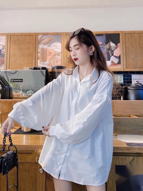 [HCM]Áo sơ mi form rộng tay bèo dễ thương