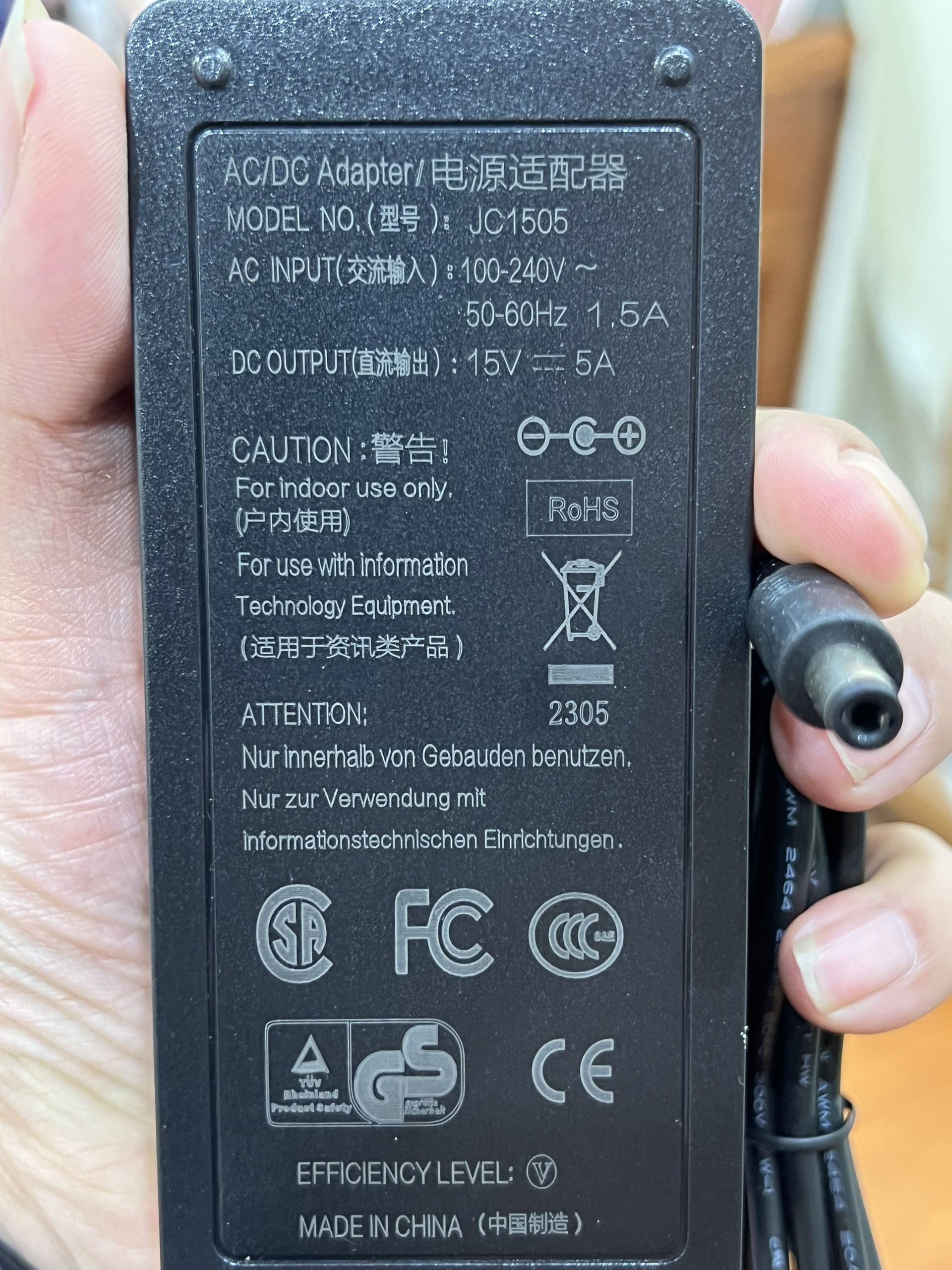 Adaptor nguồn dc 15v 5a loại tốt