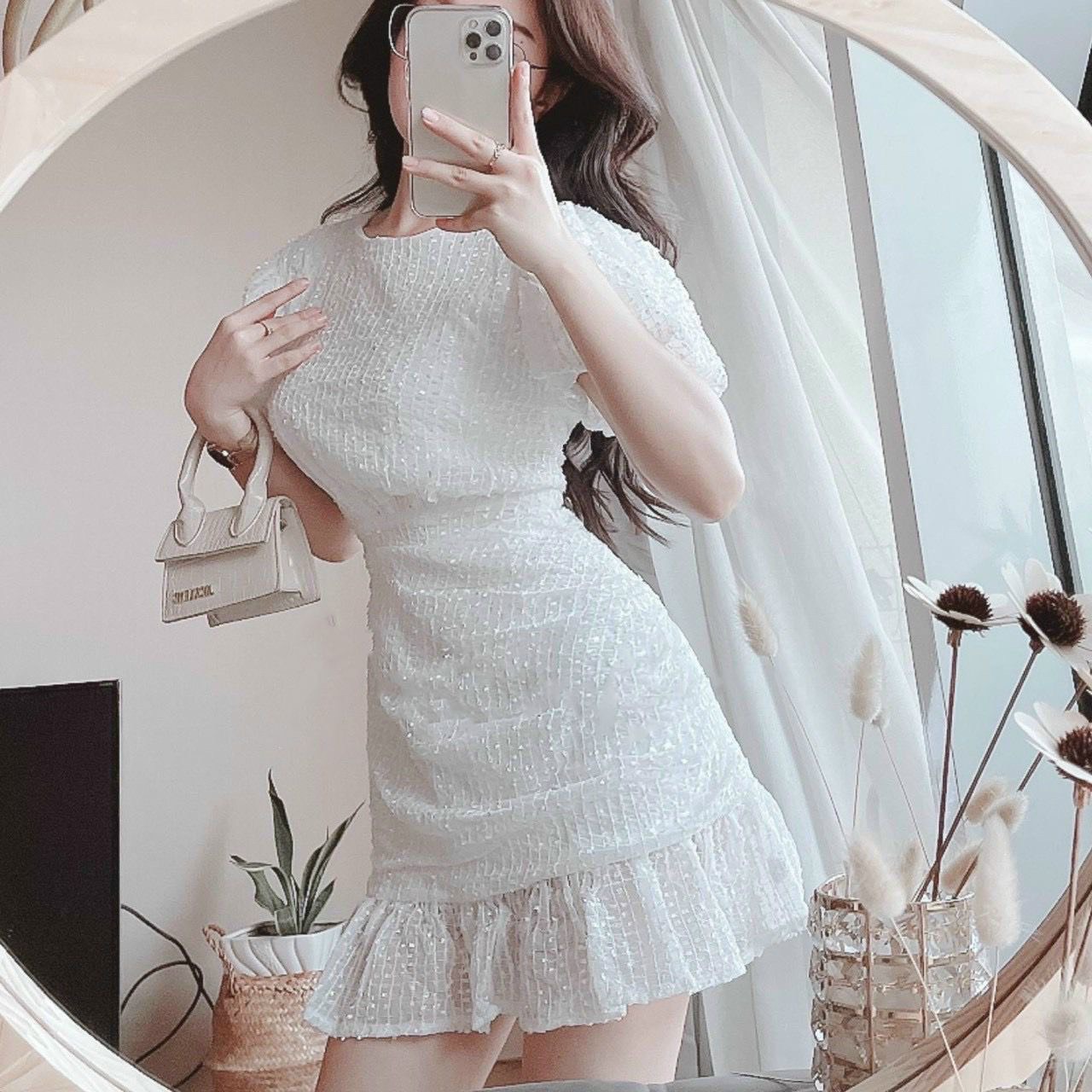 [New2021] Váy nữ đầm nữ dự tiệc màu trắng đen dạo phố cực xinh sang chảnh Lisa Dress [vải loại một hàng store]