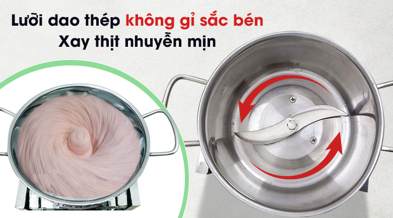 Máy Xay Thịt Làm Giò Chả Mini 0,5kg Newsun, Công suất 750W, Chân Vuông - Hàng Chính Hãng-🎁Qùa Tặng Phụ Kiện