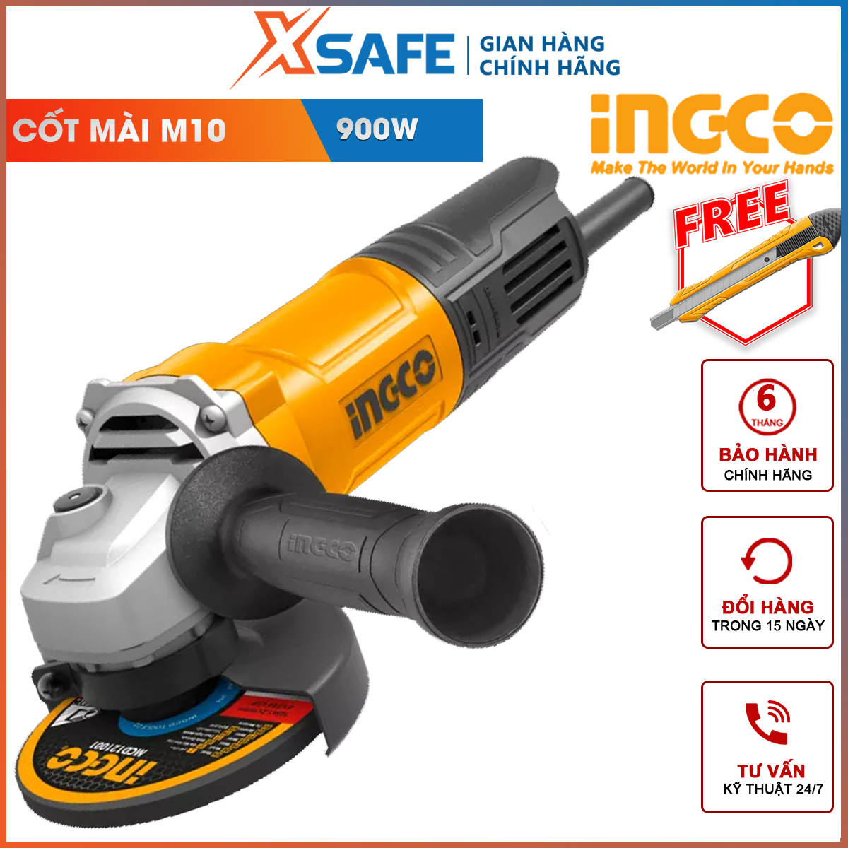 Máy mài góc ingco ag900282 | máy mài cầm tay 900w, đường kính đá mài/cắt tối đa 100mm, tốc độ không tải 12,000 v/p cắt, mài đá, đánh bóng bề mặt kim loại