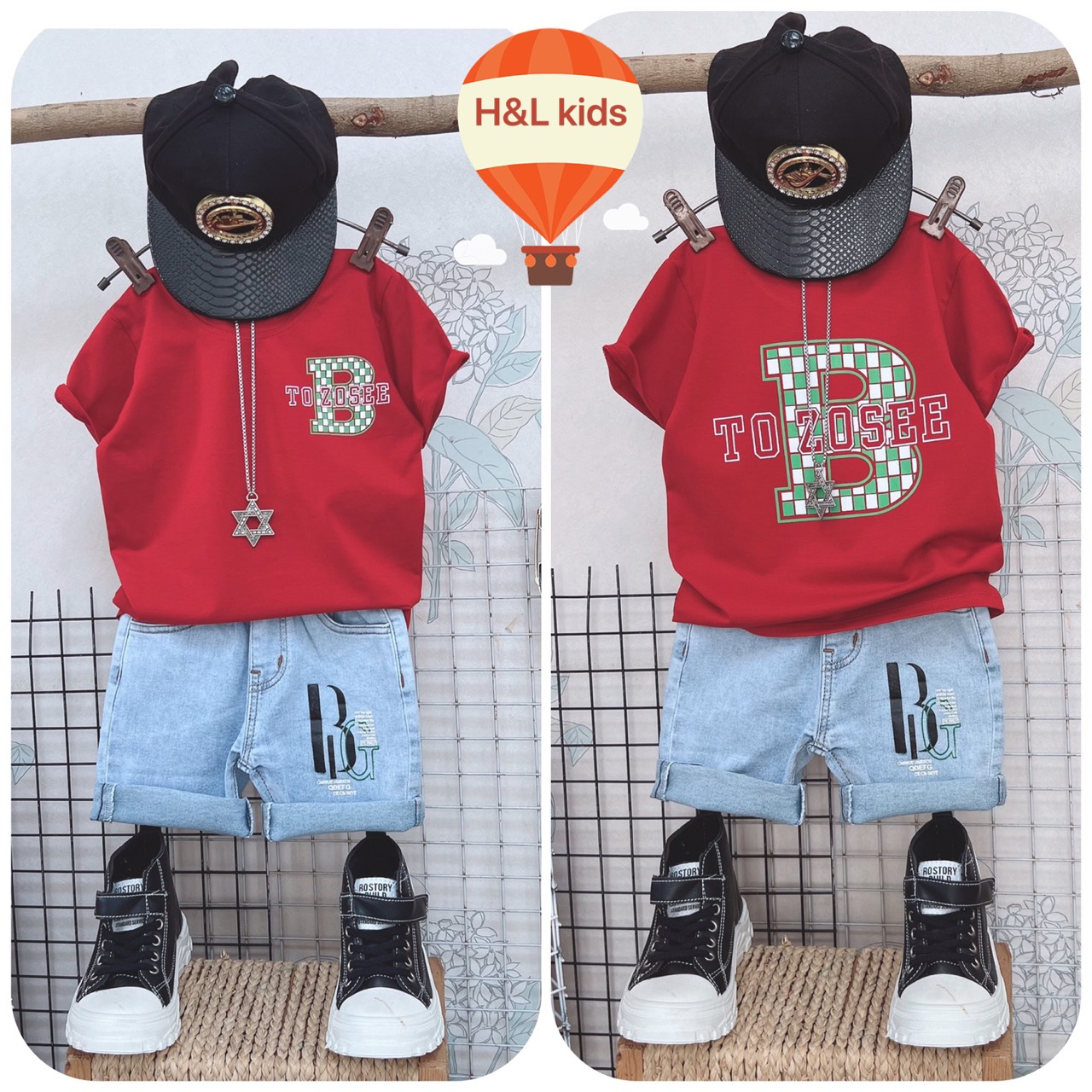 [SIZE ĐẠI+CỒ] SÉT BÉ TRAI PHỐI QUẦN JEAN CHỮ B