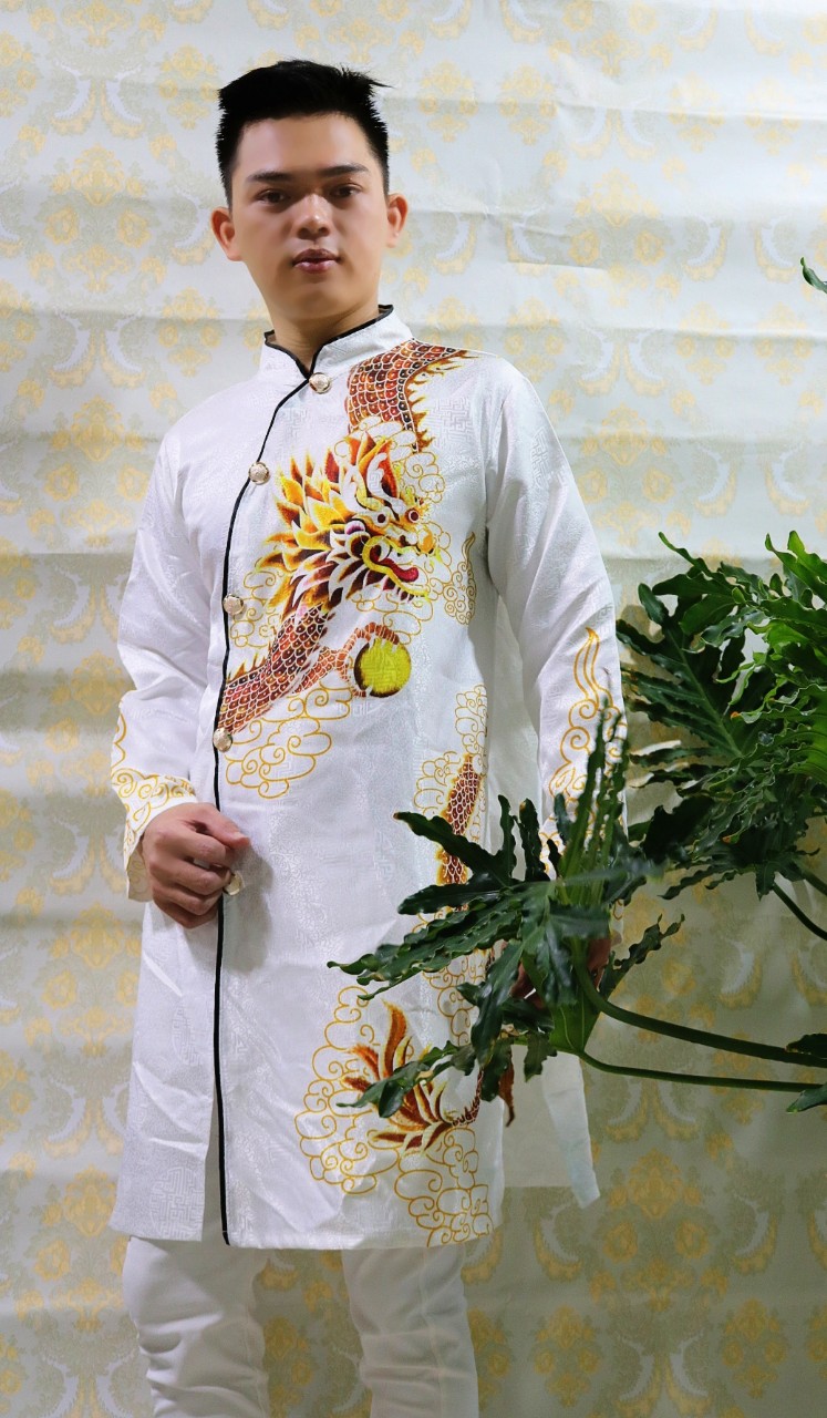 Áo Dài Cách Tân Nam Chất Gấm Thương Hải