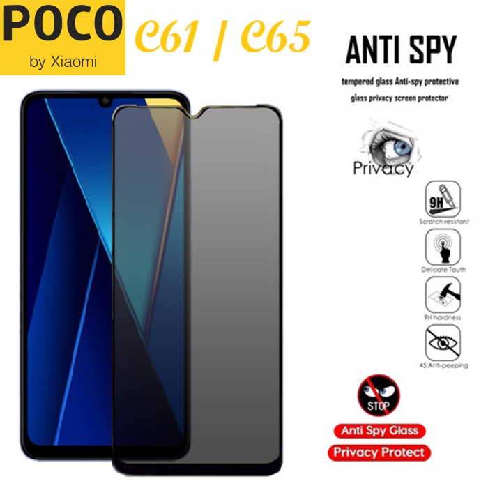 Cường lực chống nhìn trộm Xiaomi Poco C61 / C65 (Full màn Full keo)