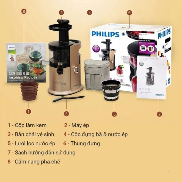 Máy Ép Trái Cây Tốc Độ Chậm PHILIPS HR1883 - Bảo Hành 24 Tháng