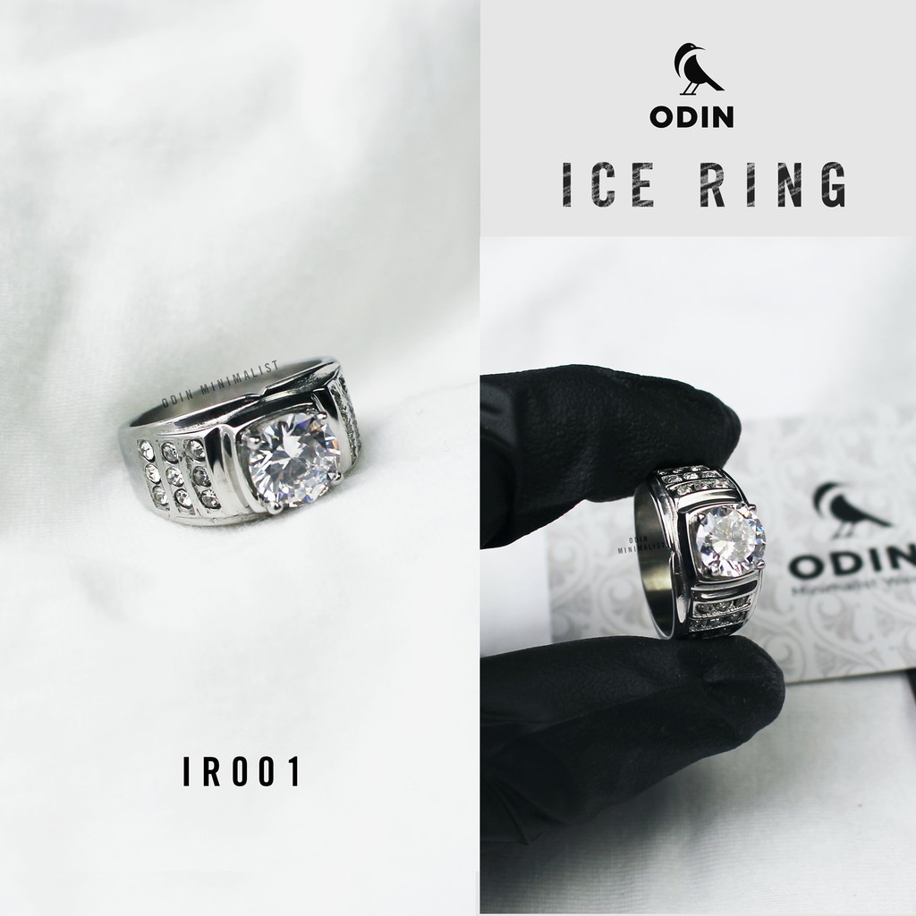 Nhẫn Titanium mạ bạch kim đính đá Cubic - Mã - KHÔNG GỈ - LUÔN SÁNG - ODIN