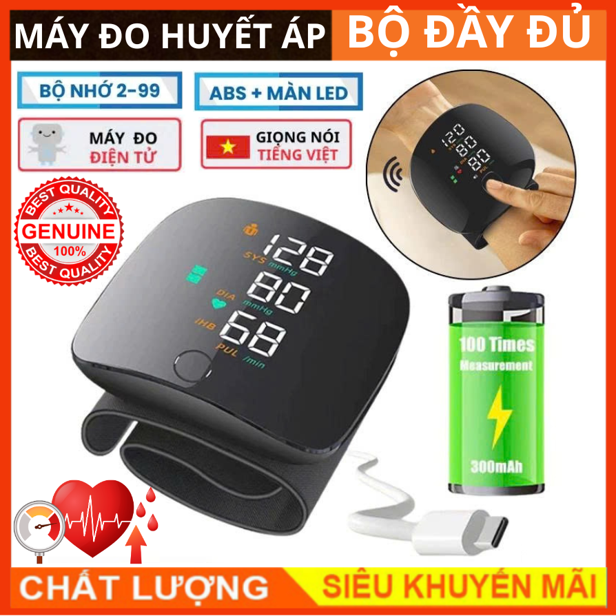 [MUA 1 TẶNG 1] Máy Đo Huyết Áp Cổ Tay Đo Huyết Áp Nhịp Tim Cảnh Báo Bằng Giọng Nói Tiếng Việt ,Máy Đo Huyết Áp Điện Tử Đeo Cổ Tay Thông Minh Hoàn Toàn Tự Động , Máy Đo Huyết Áp Y Tế Tại Nhà Đo Chính Xác Cảnh Báo Huyết Áp Bất Thường -GIAO HỎA TỐC