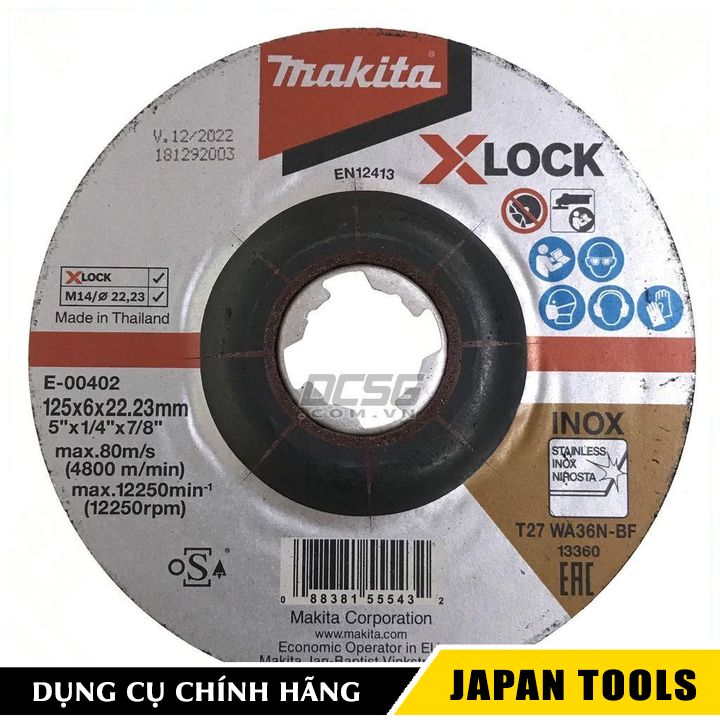 Đá mài inox x-lock/125x6.0x22.23mm/wa36n makita e-00402 | japan tools