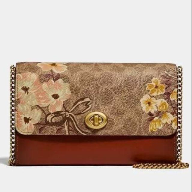 Túi đeo chéo coach marlow floral hàng auth