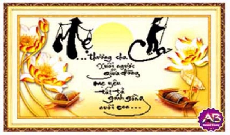 Tranh đính đá 5d - chữ cha mẹ giá rẻ