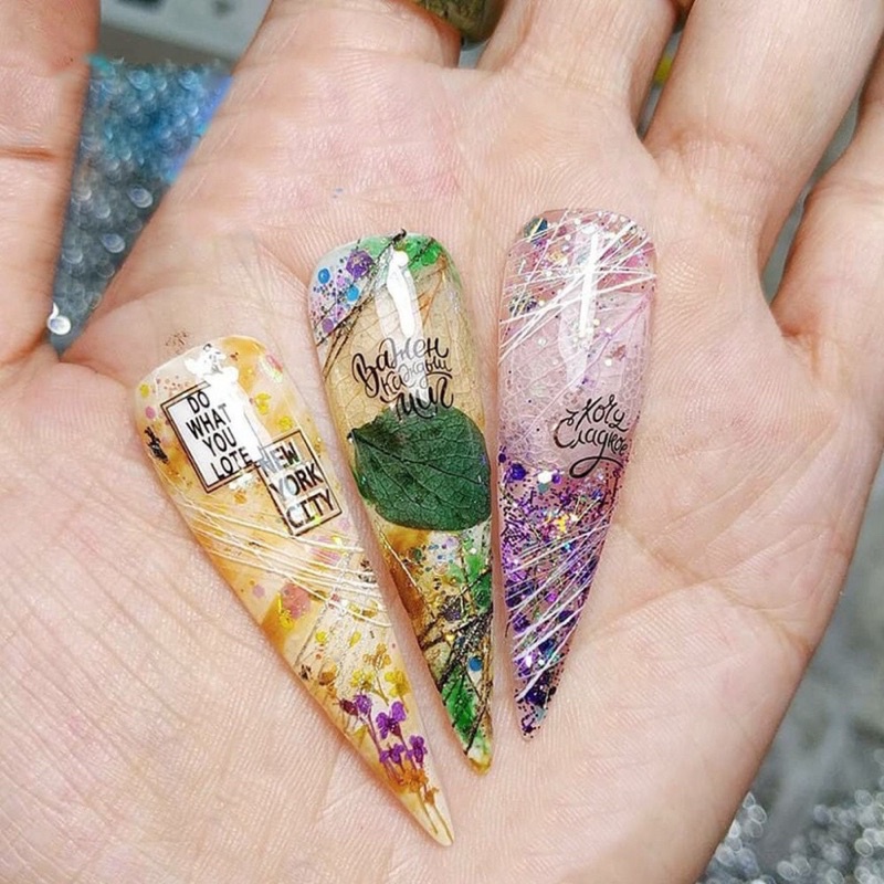 Hoa khô ẩn gel trang trí Nail siêu đẹp