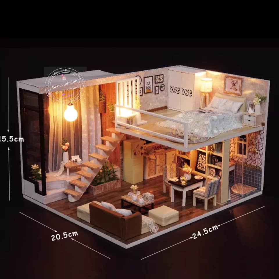 MÔ HÌNH NHÀ GỖ DIY Waiting for the time L020 (Tặng mica che bụi)