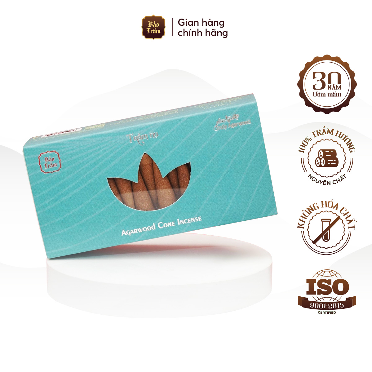 Trầm Nụ Tháp Đặc Biệt Bảo Trầm – Hộp Xanh Ngọc 35g (~40 nụ) Xông Lư – Thơm Dịu – Trầm Tự Nhiên