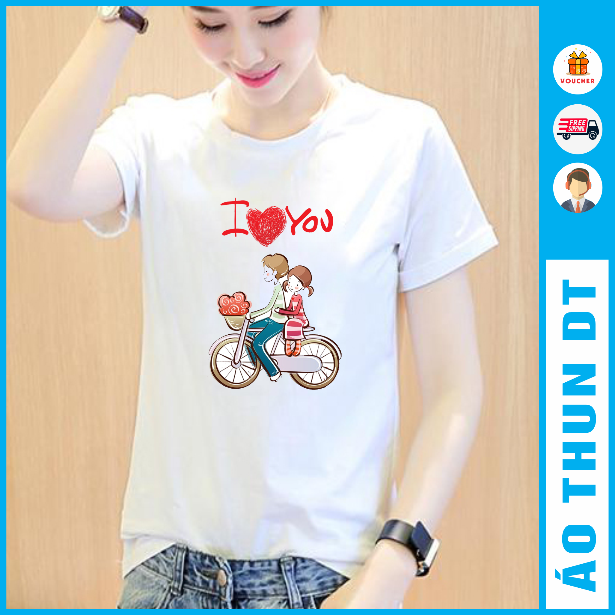Áo đôi tình yêu - In hình xe đạp - 35K/Cái