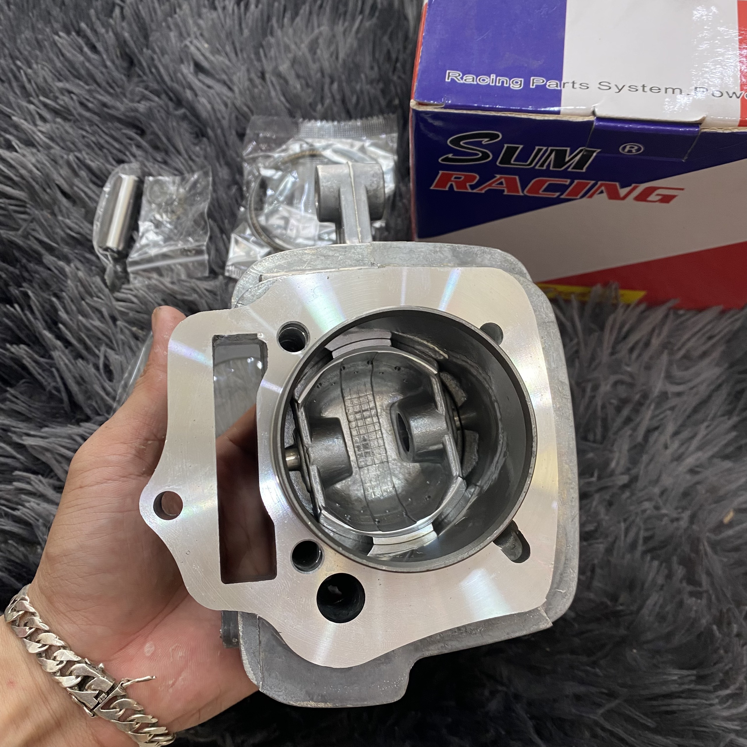 Lòng Wave Dream Trái ful Piston bạc ắc ron SUM Racing ( Delta Part )