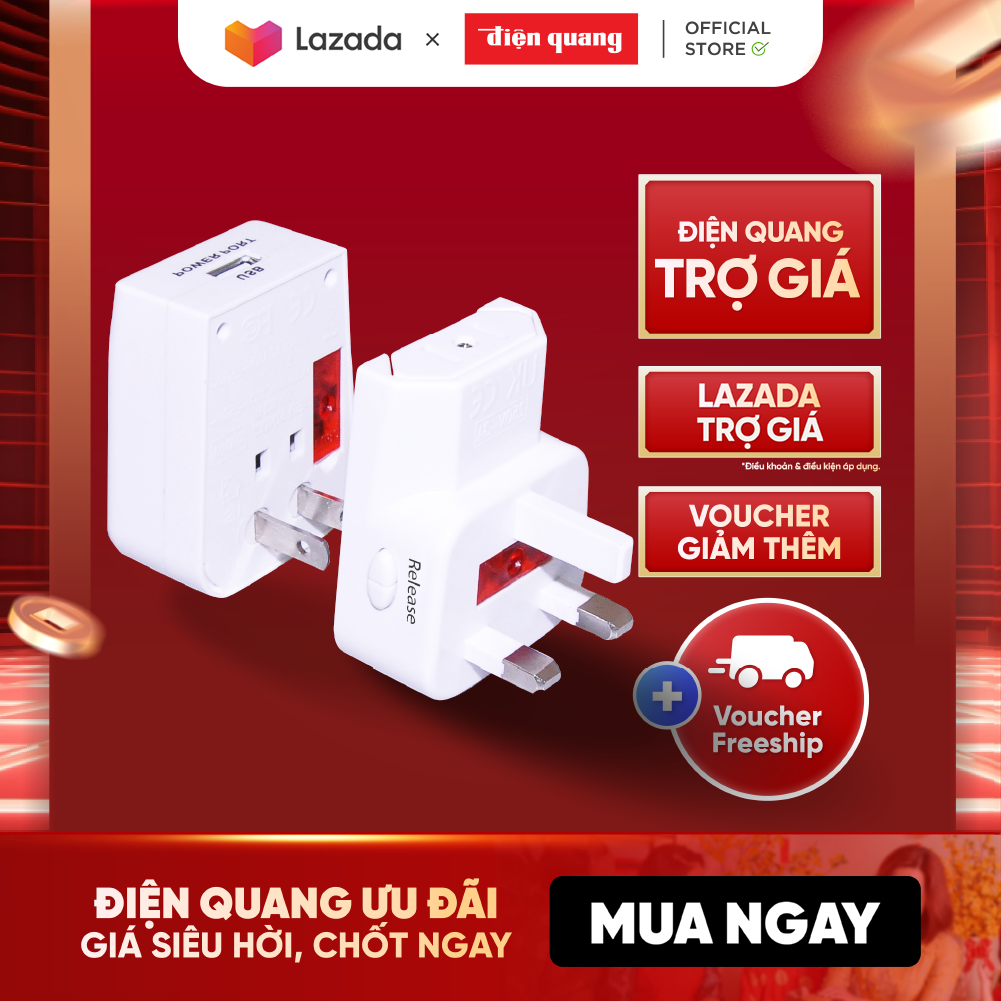 Ổ cắm du lịch Điện Quang ĐQ ESK TV05W 1U (Màu trắng- 1 cổng USB)